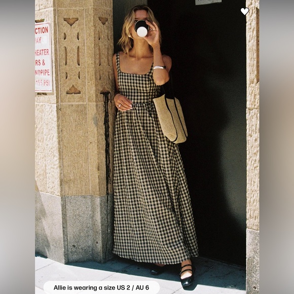 Princess Polly Dresses & Skirts - Princess Polly Cartmel Check Maxi Dress in Black and Cream Gingham Cotton